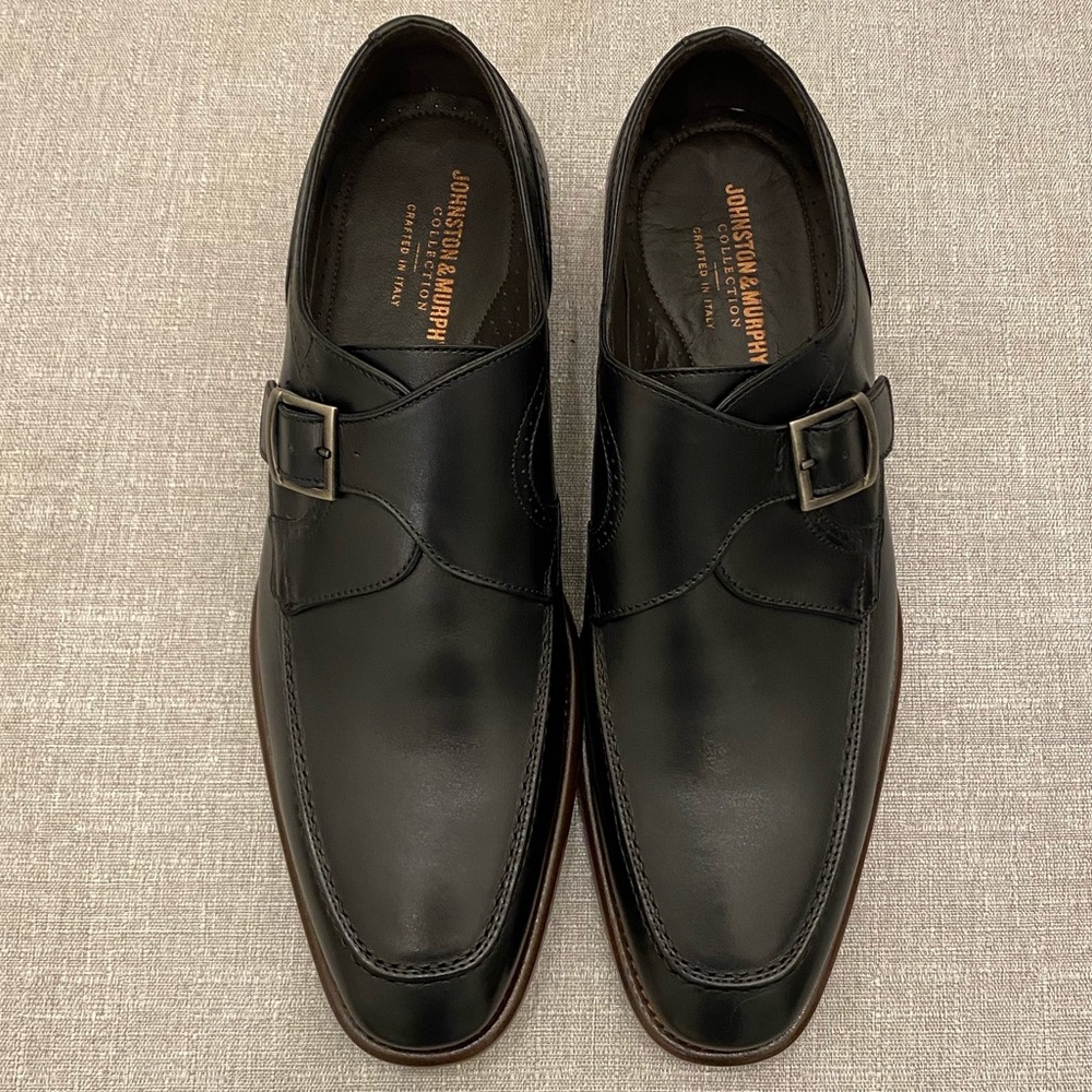 Johnston & Murphy Black Single Buckle Monk